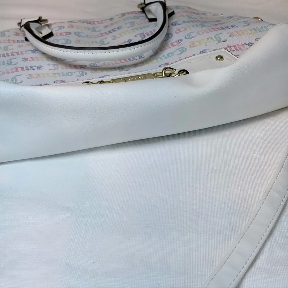 Juicy Couture White Satchel with Colorful Logo